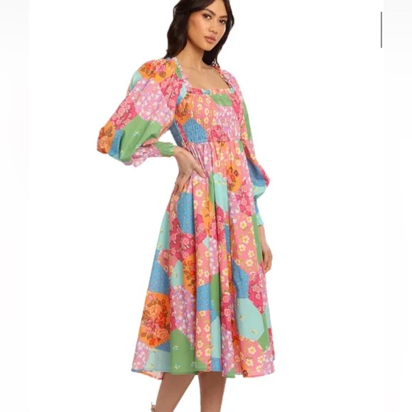 Spell Dresses & Skirts - Spell Frida Shirred Midi Dress in Lolly. Size S. NWT